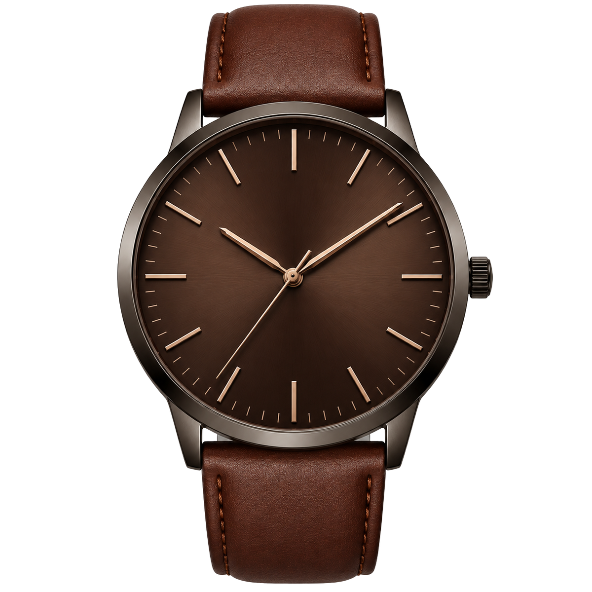 Minimalist Brown Dial Leather Strap Watch – Classic Brown | ORSAVIN